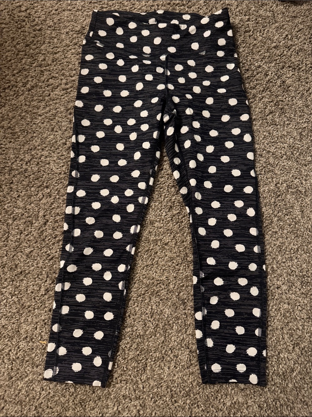 Outdoor Voices Black Leggings with White Polka Dot Print